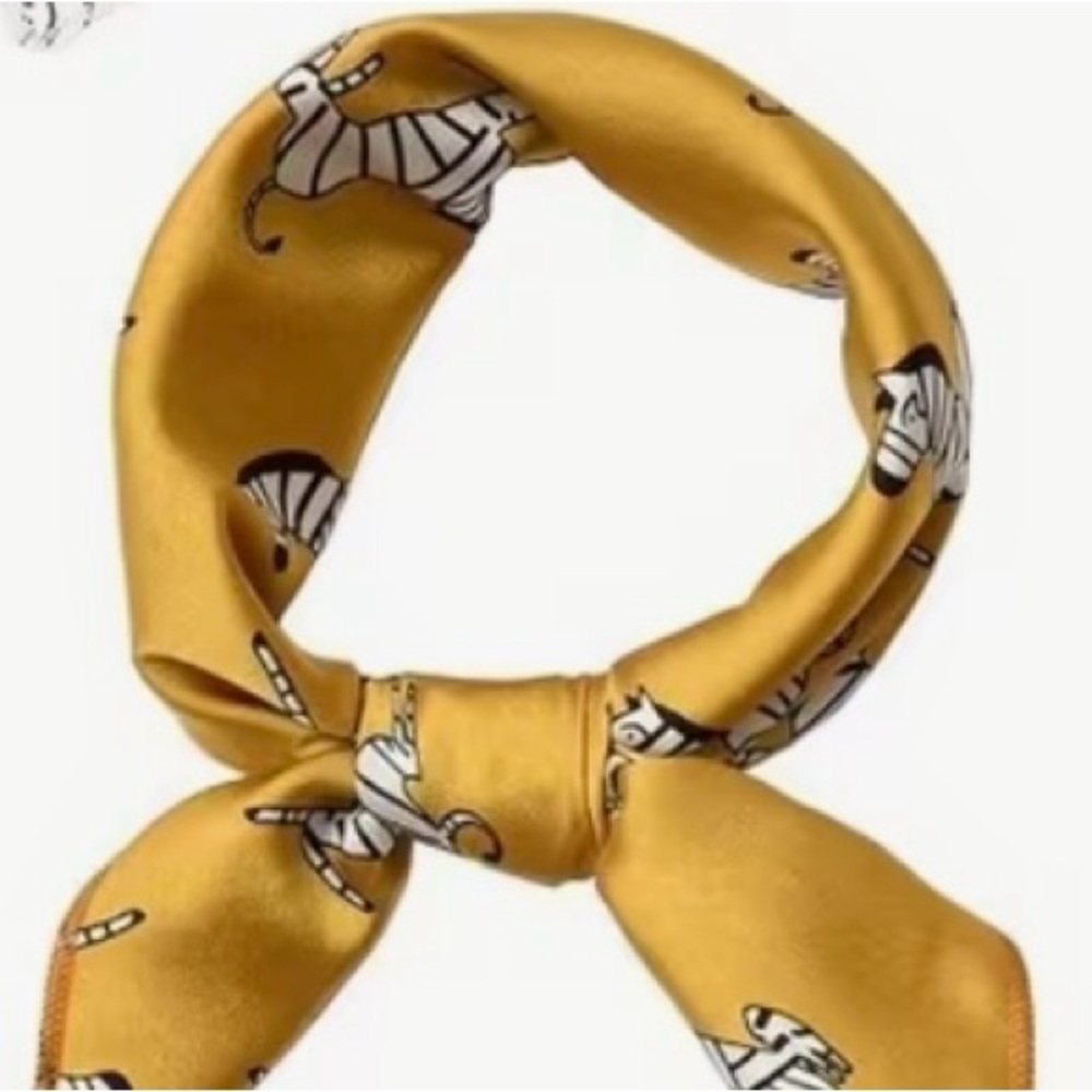 TRENDING NEW Elegant Gold Zebra Print Neckerchief Back from the fifties.